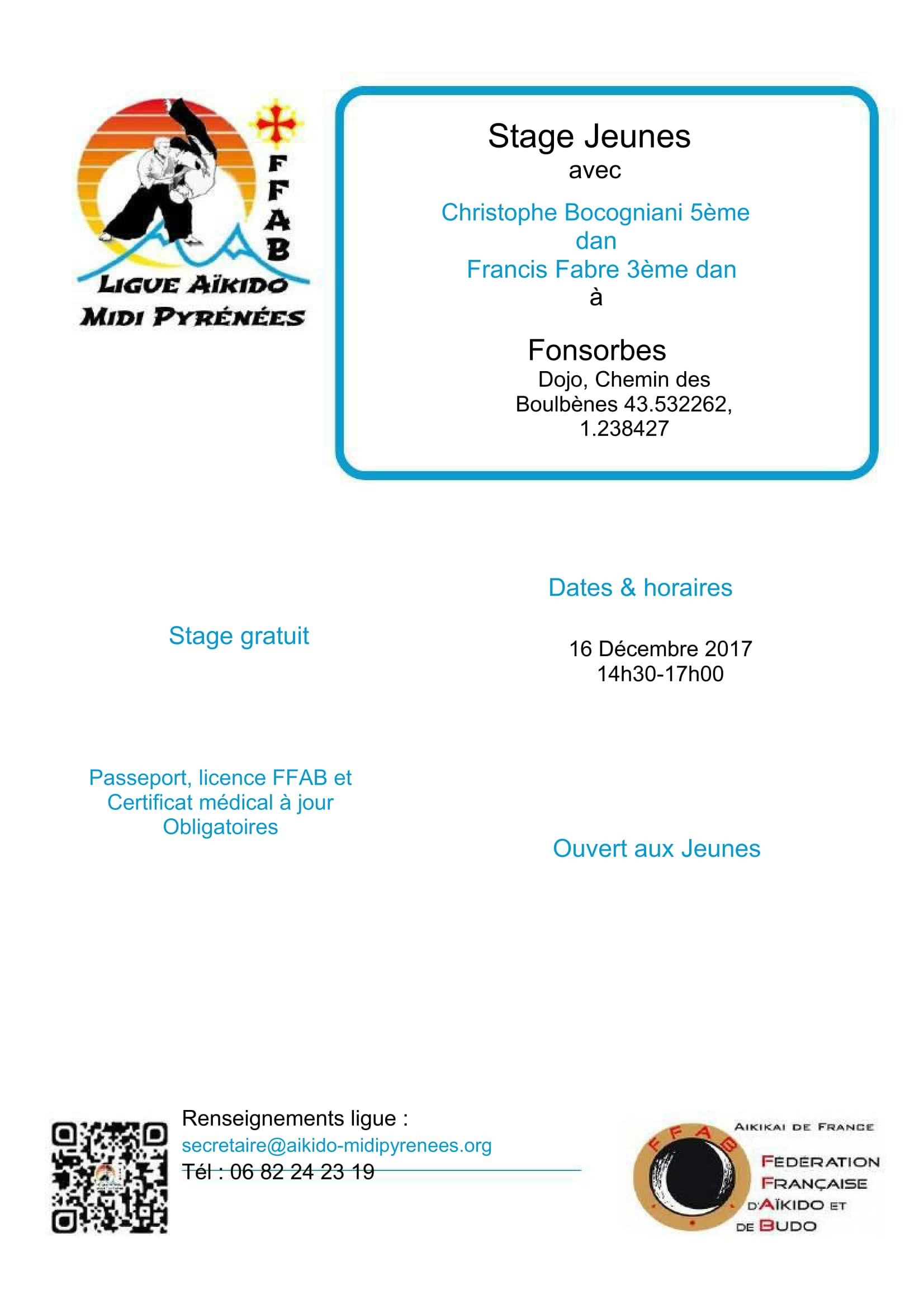 Stage Jeunes à Fonsorbes 16 Décembre 2017