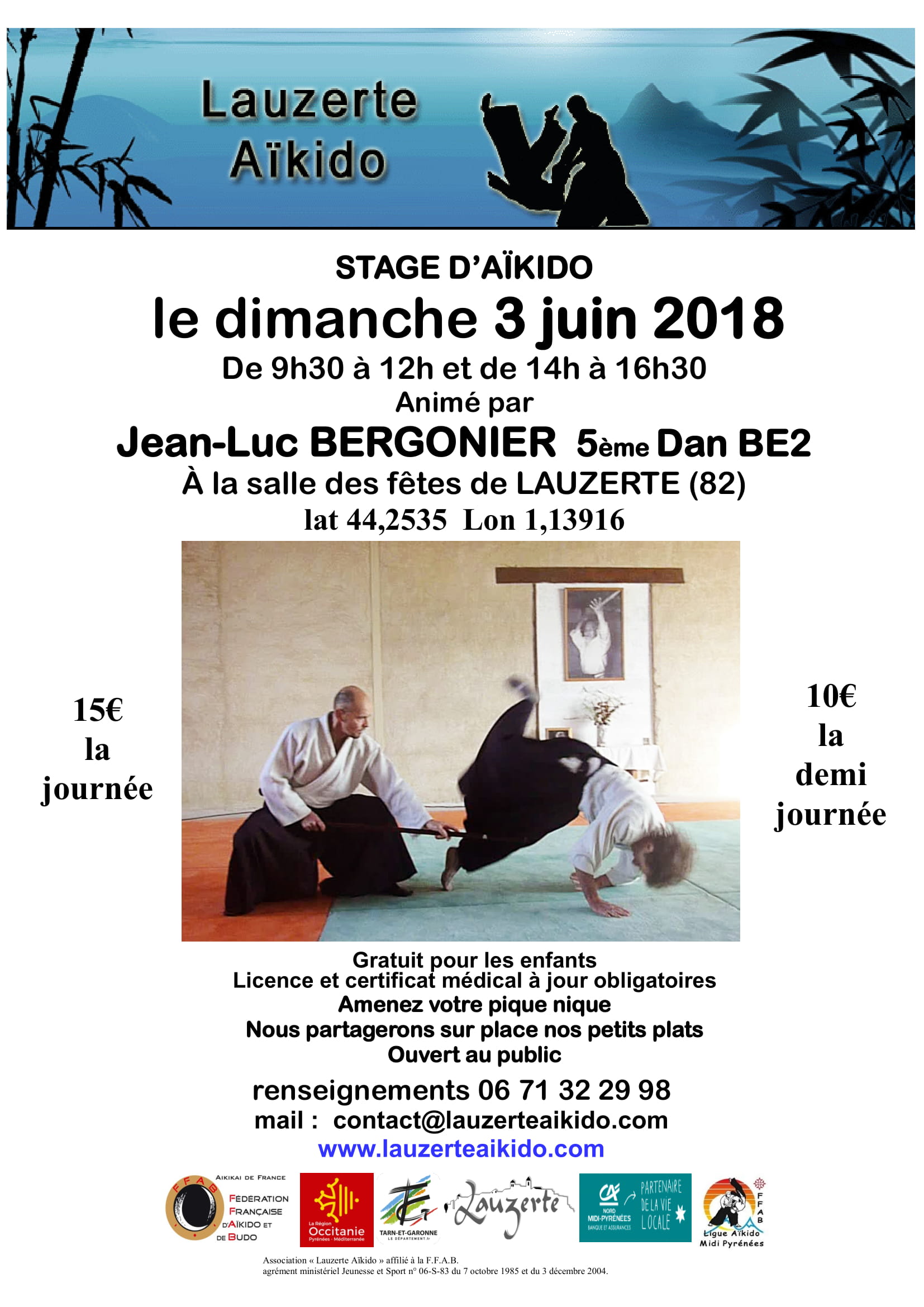 Dimanche 3 Juin 2018 - Stage à Lauzerte avec Jean-Luc Bergonier 5ème Dan