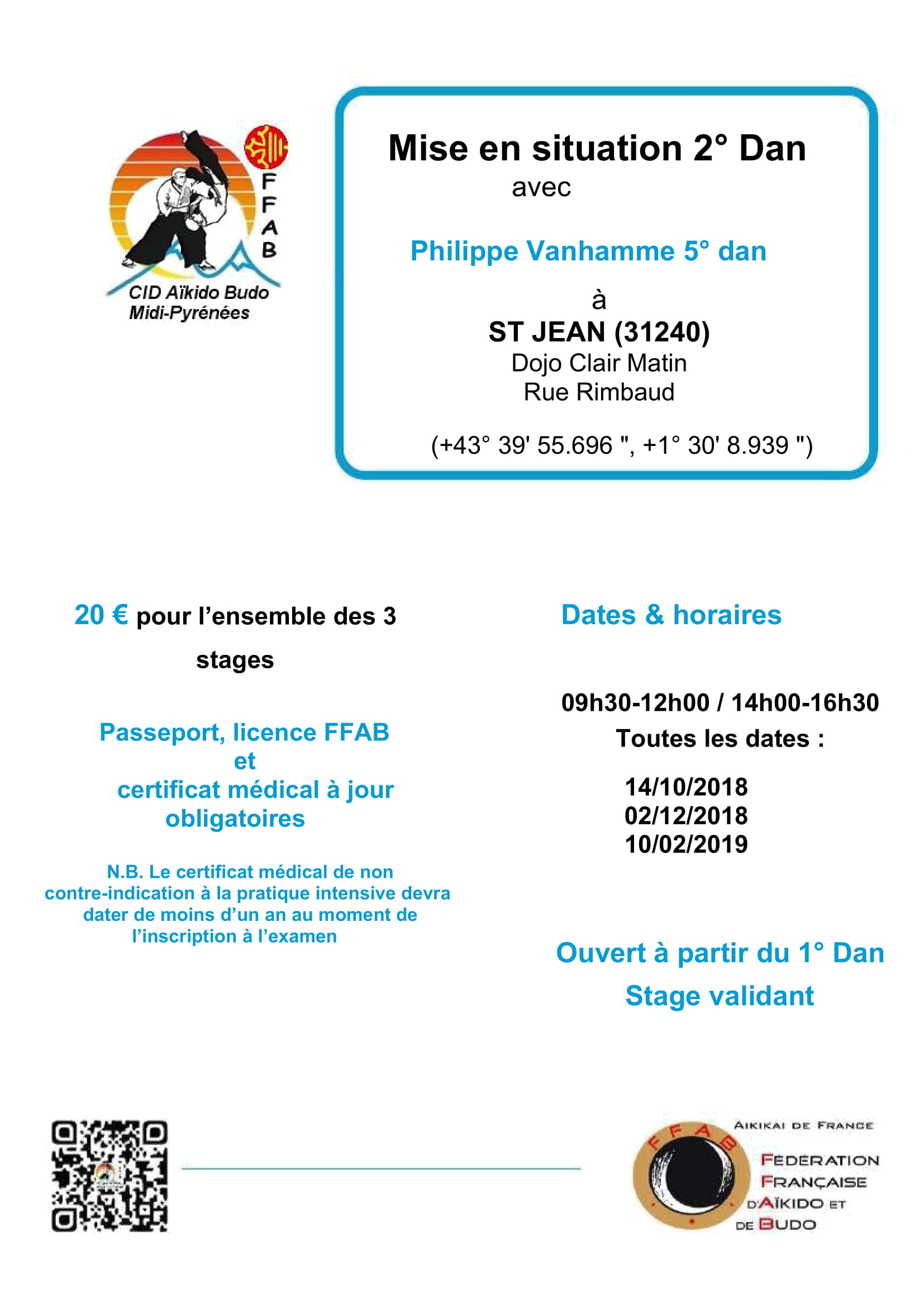 Dimanche 10 février 2019 - Mise en situation 2° Dan à Saint-Jean