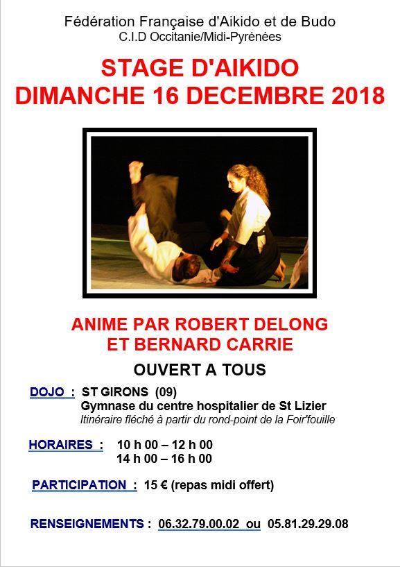 16 Décembre Stage à Saint-Girons - Animé par Robert Delong et Bernard Carrié