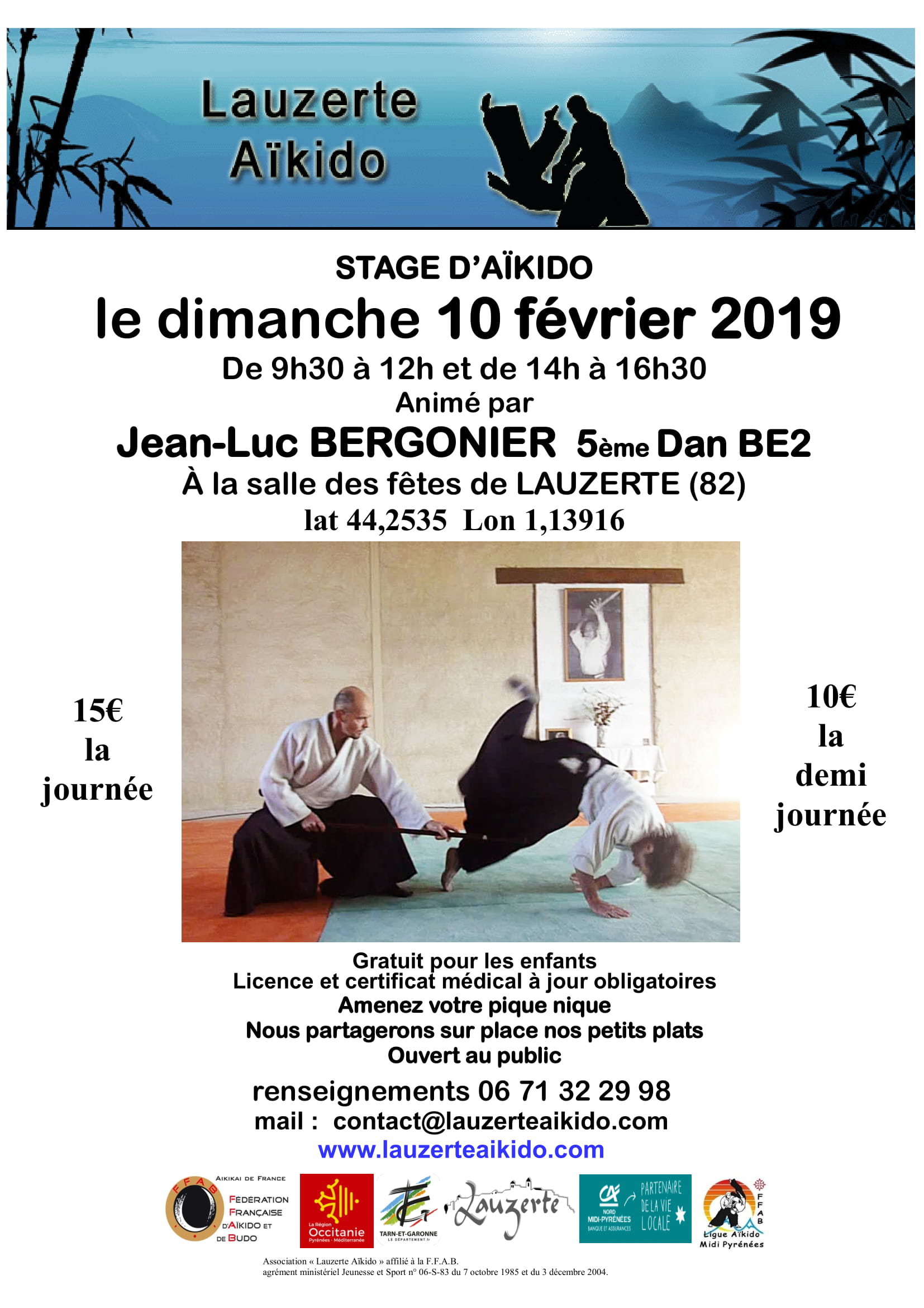 10 février Stage à Lauzerte avec Jean-Luc Bergonier 5ème dan
