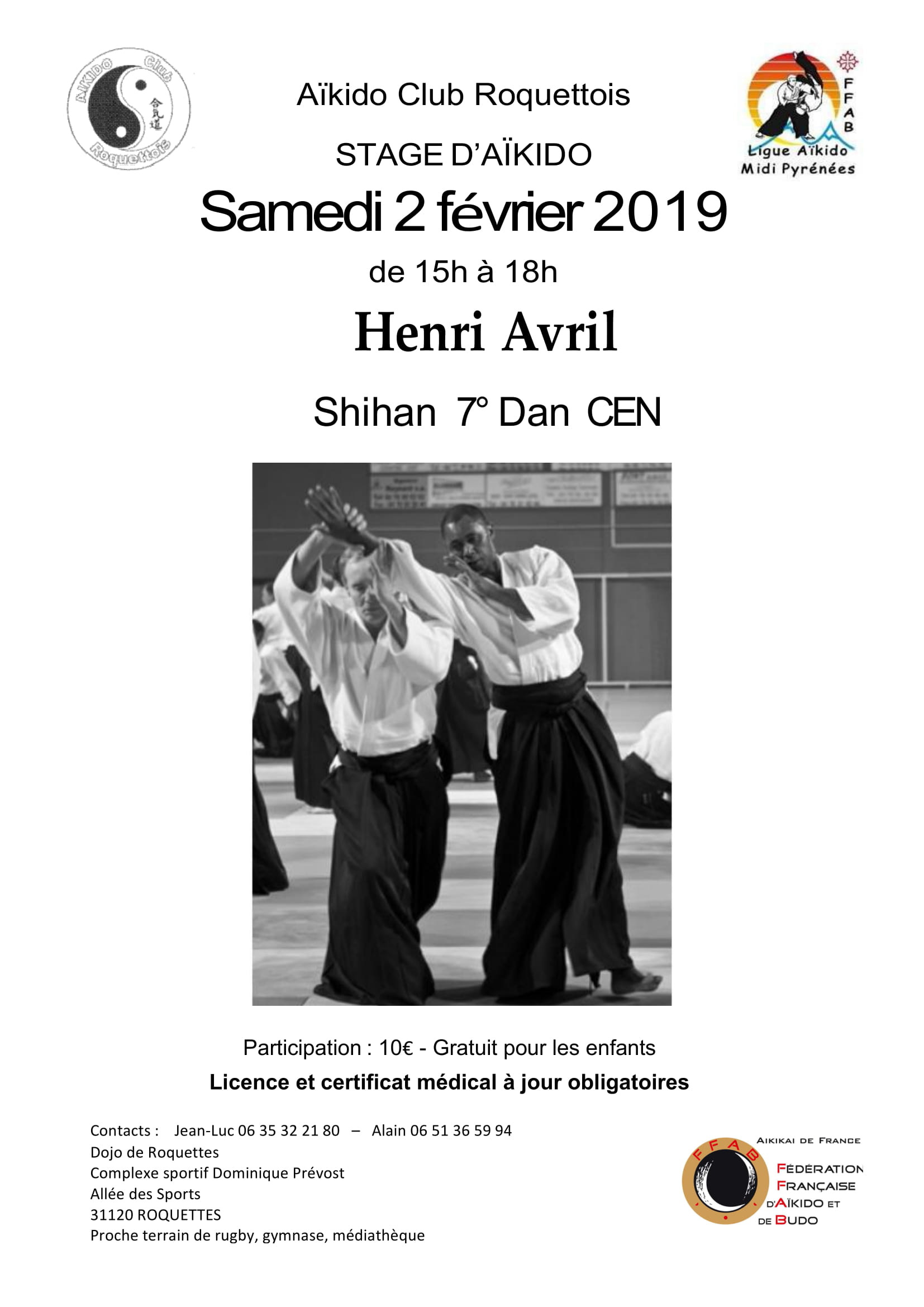 2 février 2019 stage animé par Henri Avril Shihan 7ème dan CEN