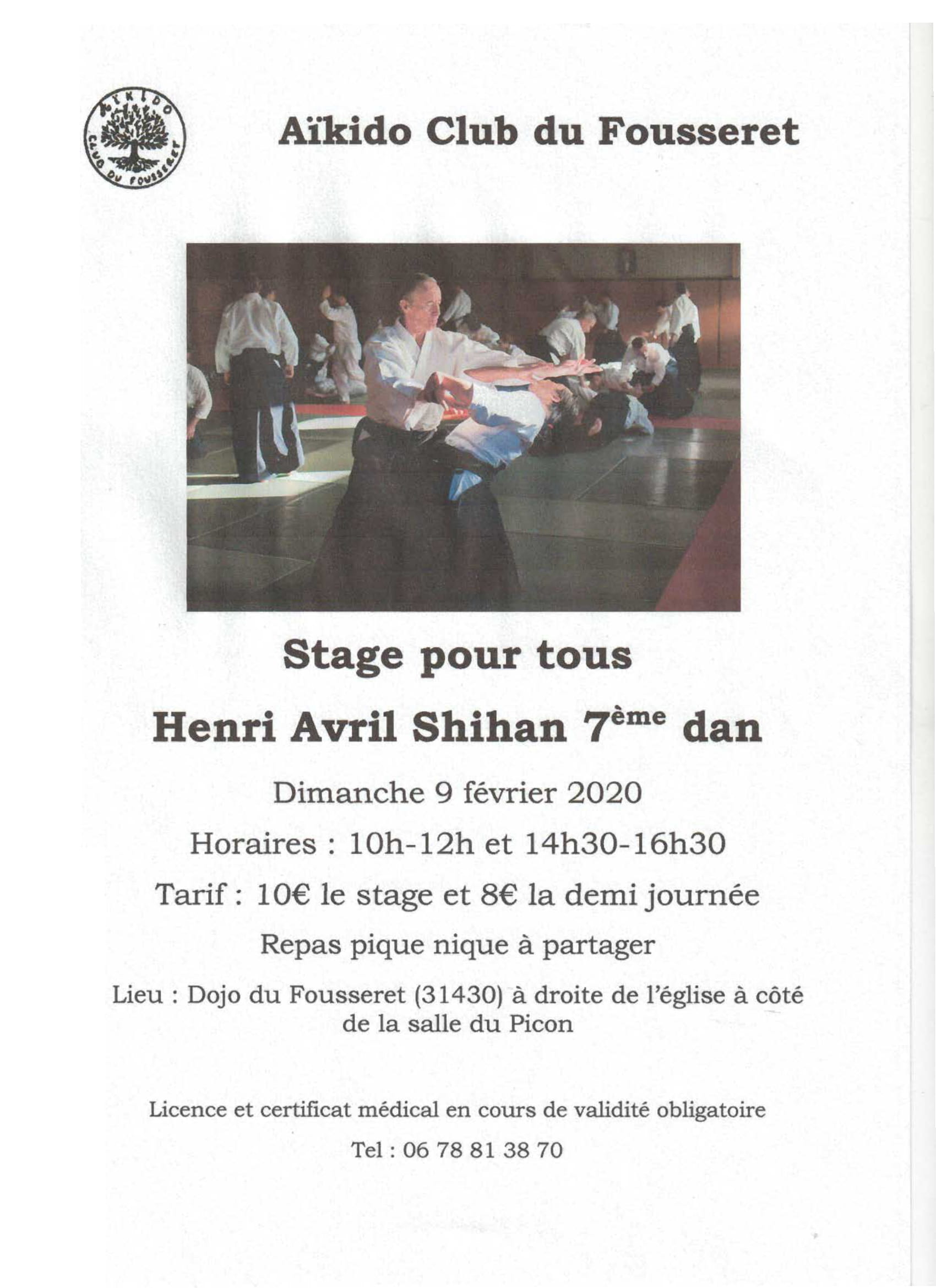 9 février 2020 - Stage avec Henri Avril Shihan 7ème dan au Fousseret