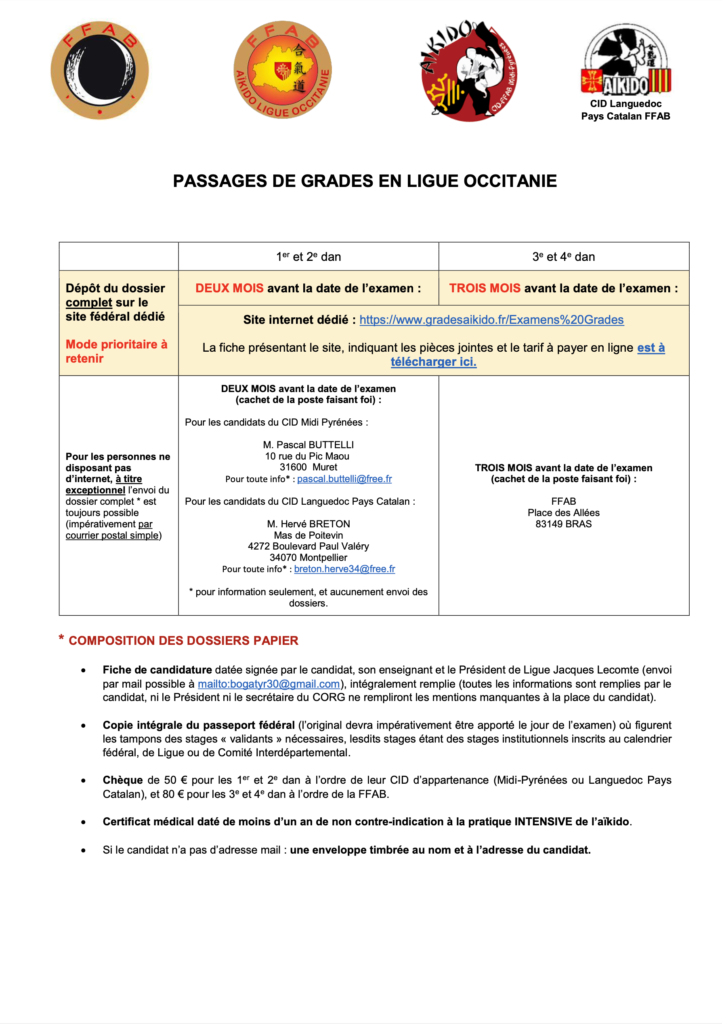 Passages de grades en ligne Occitanie 2023