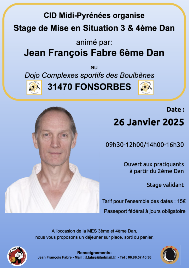 Stage MES 3-4 eme DAN 26 janvier 2025