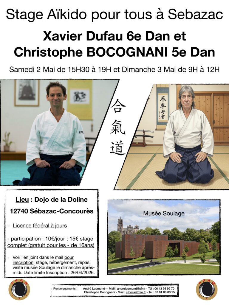 Stage club AIkido 02:03 Mai 2026 à Sebazac Concourès