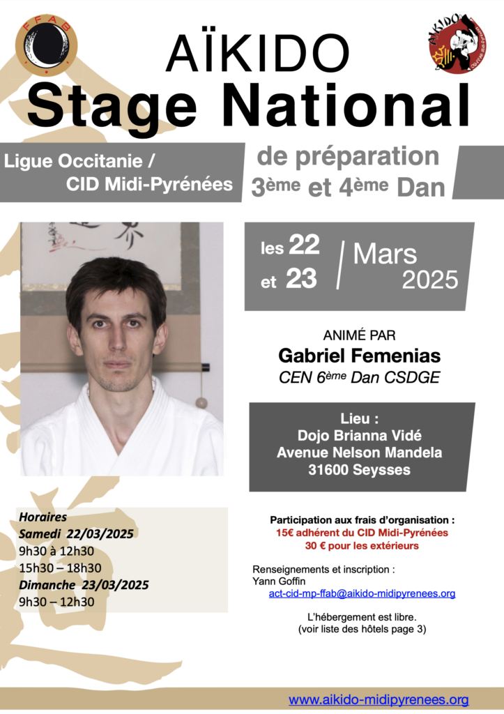 Stage National 3e-4e Dan à Seysses 22:23 Mars 2025